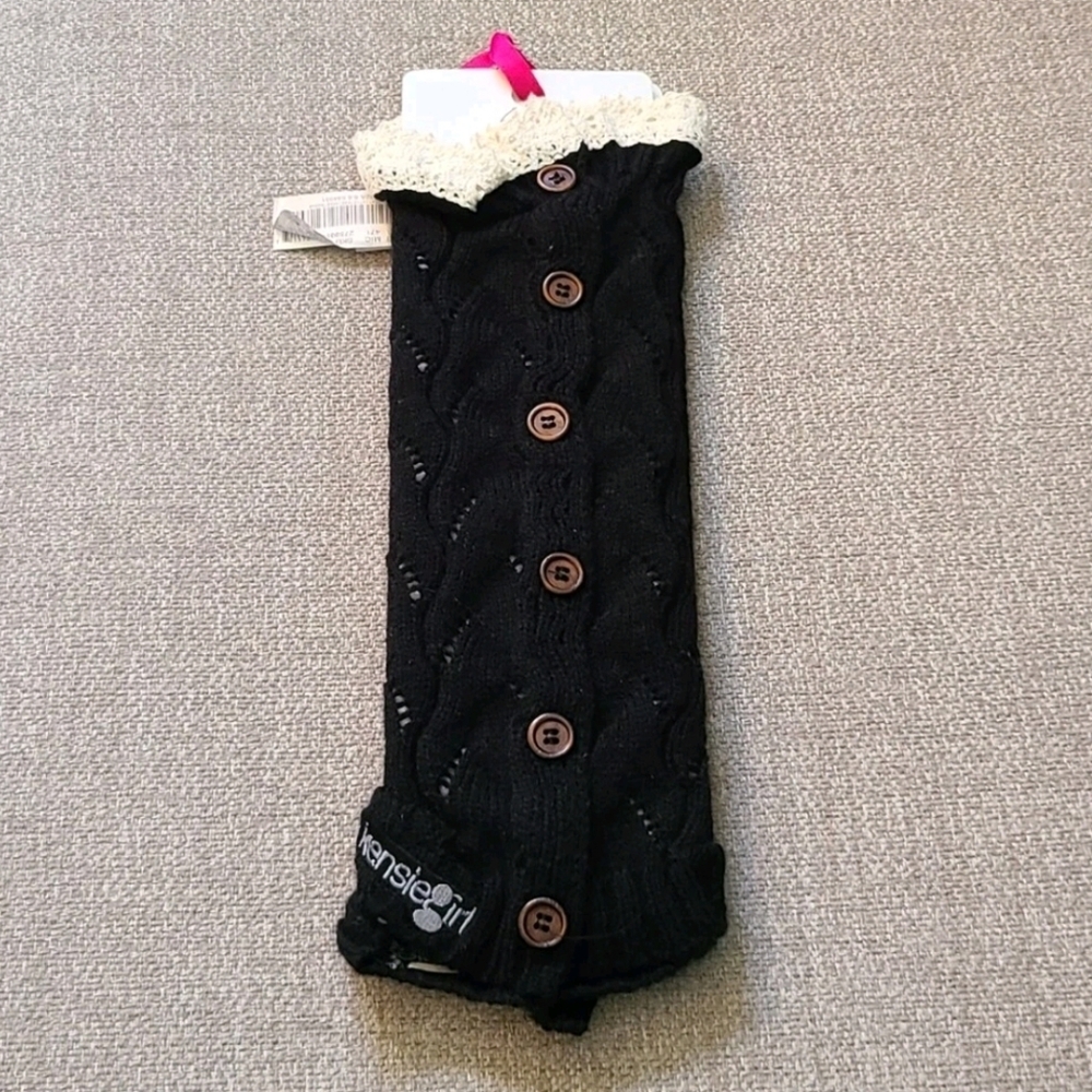 Kensie Black Knit Leg Warmers Black Size 6-8 NWT
